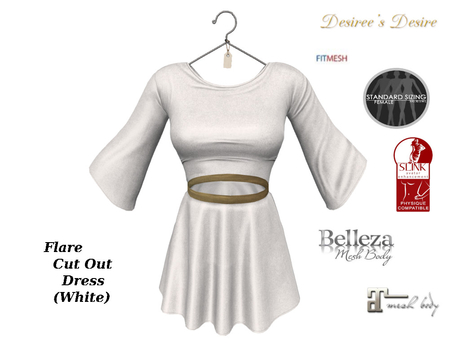 Second Life Marketplace - :::Desiree's Desire::: Flare Cutout Dress (WHITE)